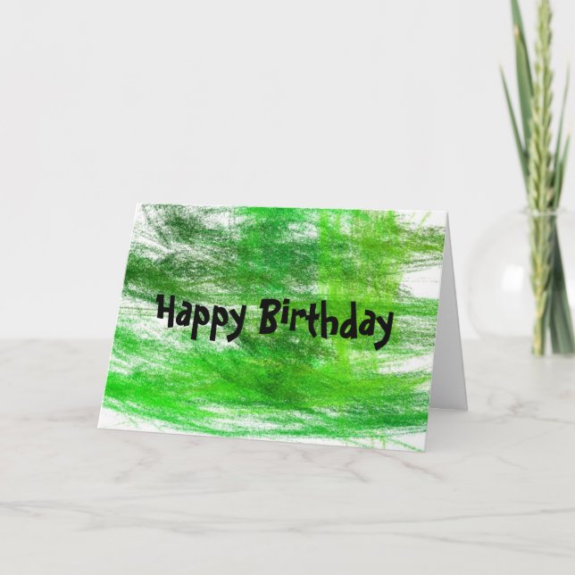 Cartão Green Scribbles Happy Birday (Frente)