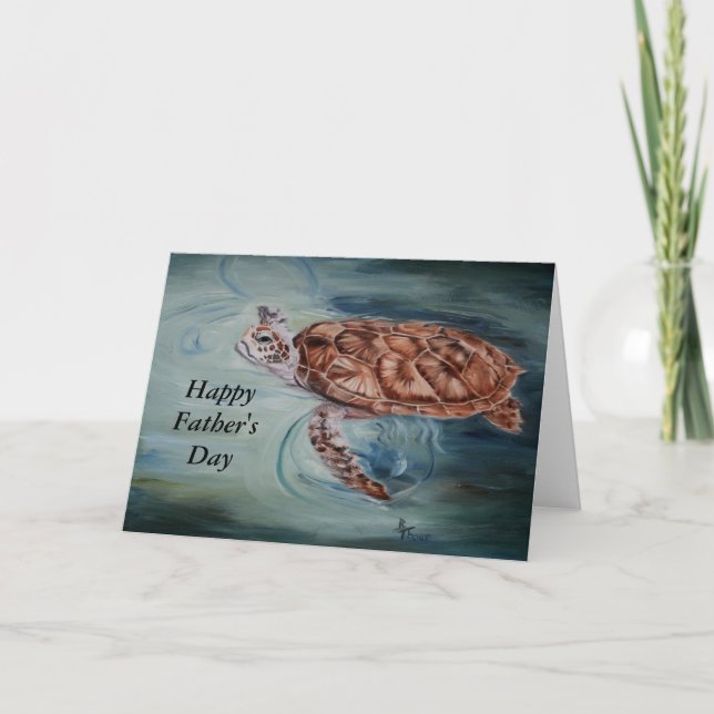 Cartão Green Sea Turtle Father's Day Card (Frente)