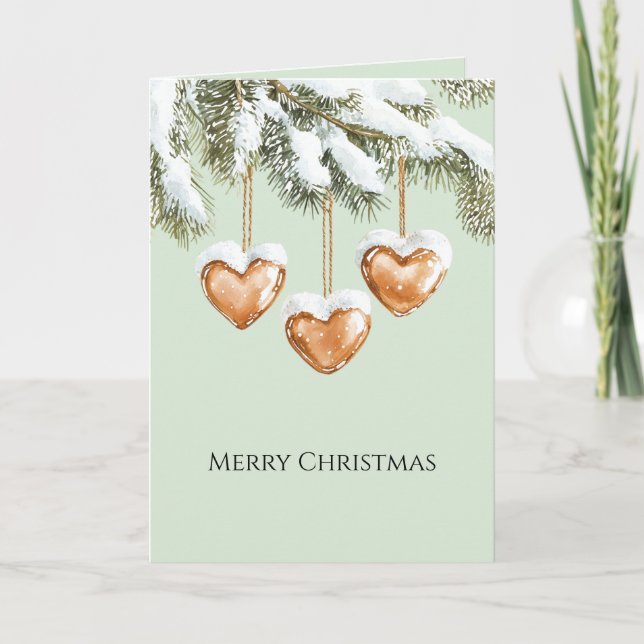 Cartão Green Warm Creamy Caramel Hearts Christmas Tree  (Frente)