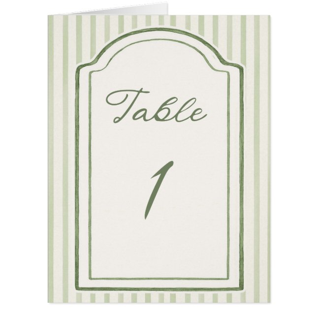 Cartão Green Wedding Striped Table Number  (Frente)