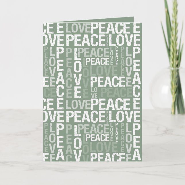 Cartão Green White Peace Love Christmas (Frente)