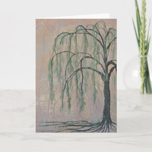 Cartão Green Willow Tree Greeting Card