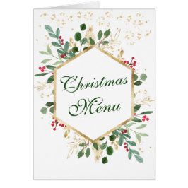Cartão Greenerage Foliage Red Berry Menu de Natal