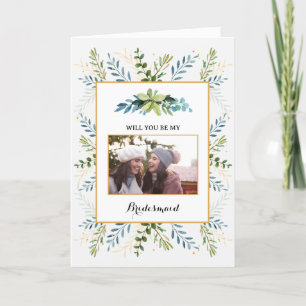 Cartão Greenery Eucalyptus foliage Bridal Você Será Minha
