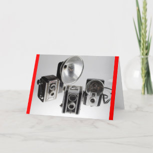 Cartão Greeting card, blank, with Antique cameras