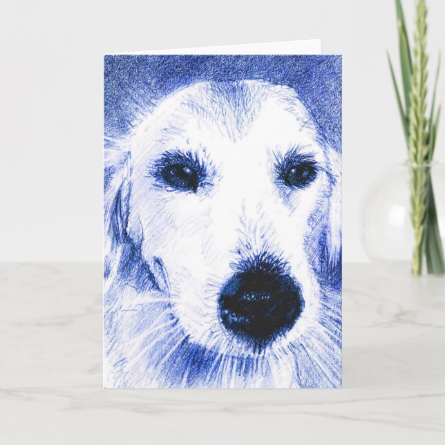 Cartão Greeting Card: Blue Dog Drawing (Frente)