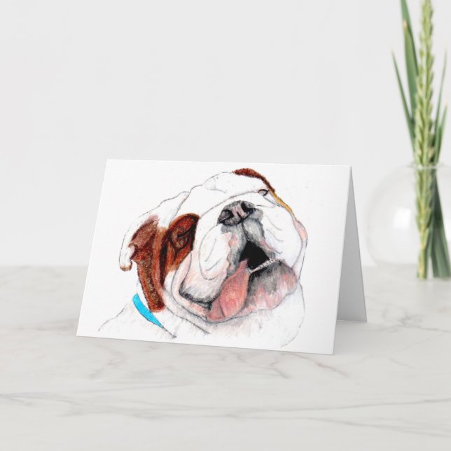 Cartão Greeting Card, Bulldog Drawing (Frente)