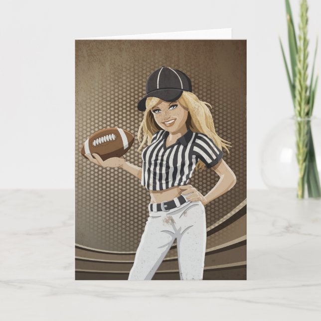 Cartão Greeting Card Football Referee Girl Grunge (Frente)