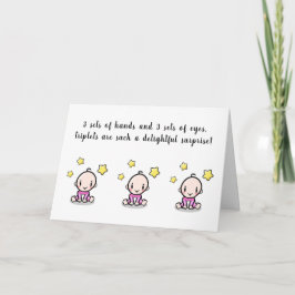 Cartão greeting card for triplets, welcome triplet babys