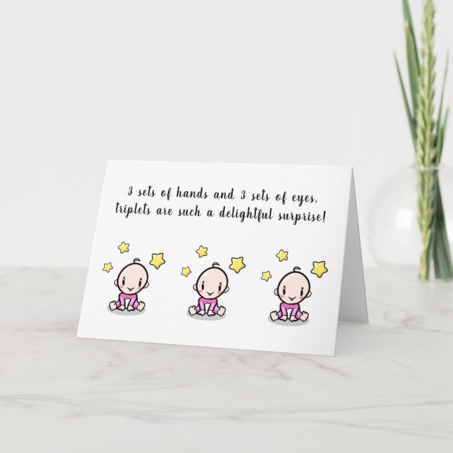 Cartão greeting card for triplets, welcome triplet babys (Frente)