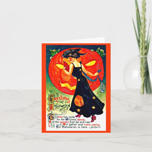 Cartão Greeting Card-Holiday Art-Vintage Halloween 48 (Frente)