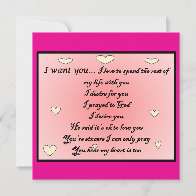 Cartão Greeting card 'I want you" (Frente)
