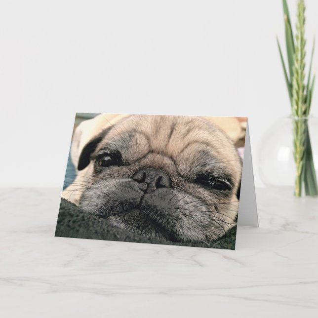 Cartão Greeting Card: Itsy Pug/Miss your face (Frente)