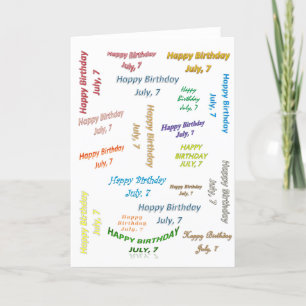 Cartão Greeting Card July 7, Birthday