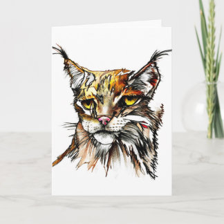 Cartão Greeting Card: Linx Wild Cat Drawing