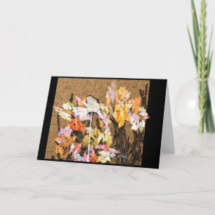 Cartão Greeting Card - Little Sparrow on Flower Perch