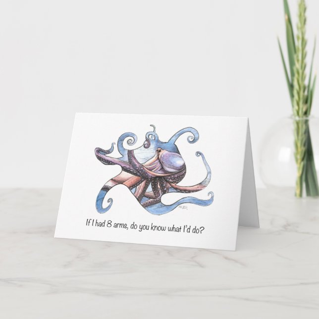 Cartão Greeting Card, Love card, Octopus illustration, (Frente)