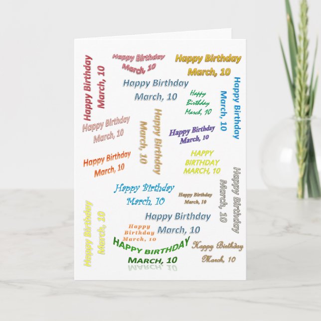 Cartão Greeting Card March, 10 de aniversário (Frente)