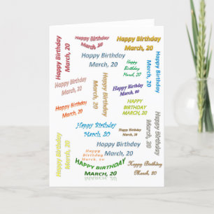Cartão Greeting Card March, 20 de aniversário
