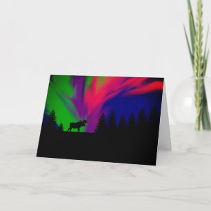 Cartão Greeting Card Northern Lights with Moose