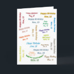 Cartão Greeting Card November, 15 Birthday<br><div class="desc">Birthday Greeting Card Something for everyone offers customized personalized birthday greeting cards especially designed to express thoughtful moments. This uniquely designed stylish greeting card will bring a smile to your loved ones. You may want to check out the customized birthday gift bags, wrapping paper, tissues paper, birthday mugs, etc. While...</div>