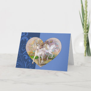 Cartão Greeting Card - Pegasus Unicorn Heart