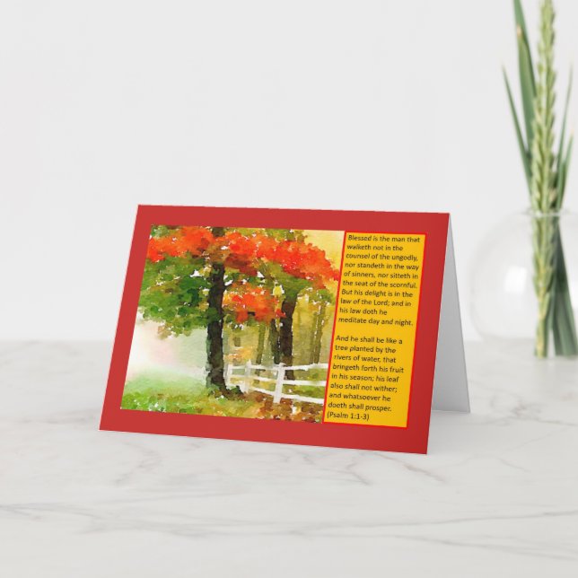 Cartão Greeting Card - Psalm 1:1-3 - Blessed Is The Man (Frente)