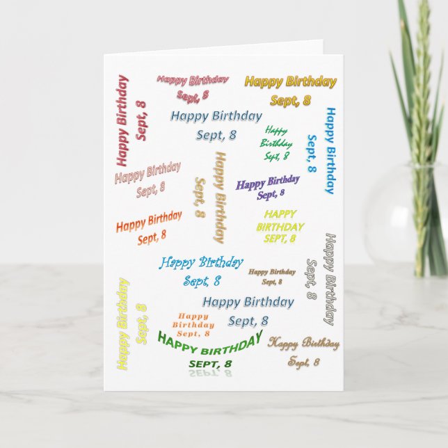 Cartão Greeting Card September,  8 Birthday (Frente)