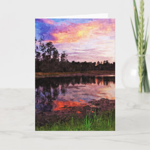 Cartão Greeting Card - Sunset on the Pond