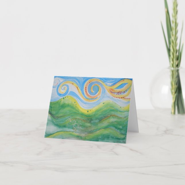Cartão Greeting Card Swirly Sky Rolling Hills (Frente)