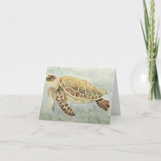 Cartão Greeting Card Watercolor Sea Turtle (Frente)