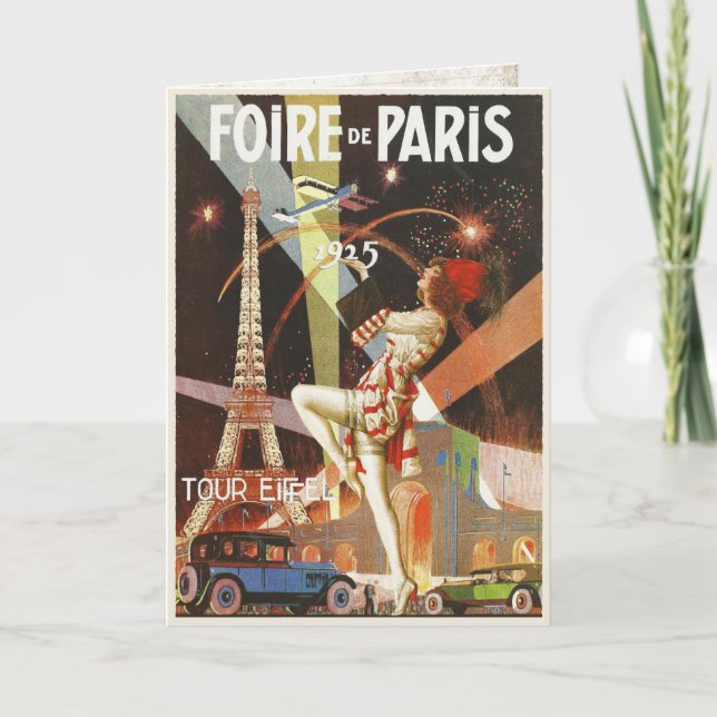 Cartão Greeting Card with 1920's Paris Art Deco Print (Frente)