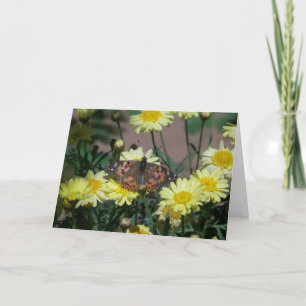 Cartão Greeting Card with butterfly and yellow flowers