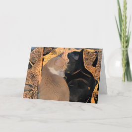 Cartão Greeting Card with Cats, Greek Design, Blank