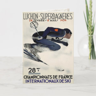 Cartão Greeting Card with Cool Ski Poster from France