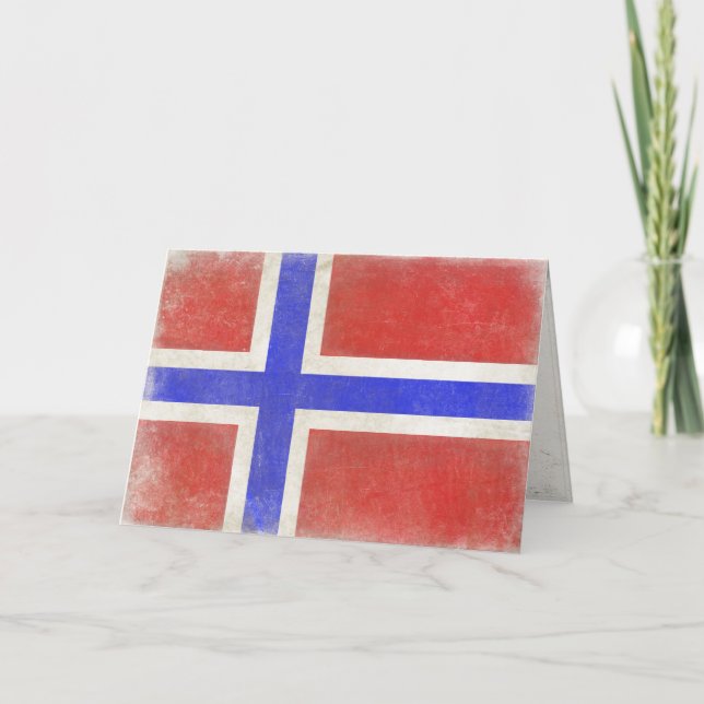 Cartão Greeting Card with Distressed Norwegian Flag (Frente)