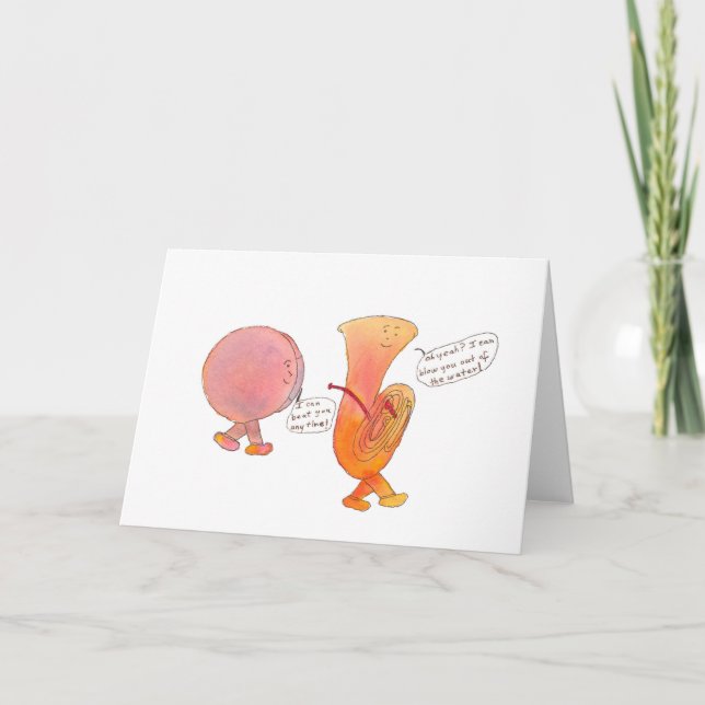 Cartão Greeting card with drum and tuba (Frente)