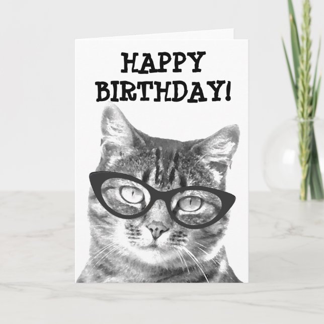 Cartão Greeting card with funny cat photograph (Frente)