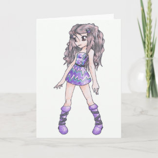 Cartão Greeting Card with girl in purple (blank inside)
