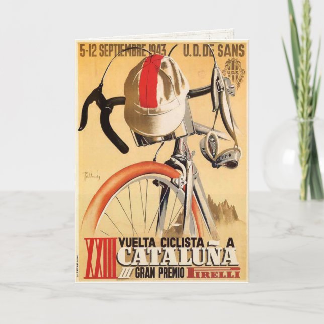 Cartão Greeting Card with Old Bicycle Race Poster (Frente)