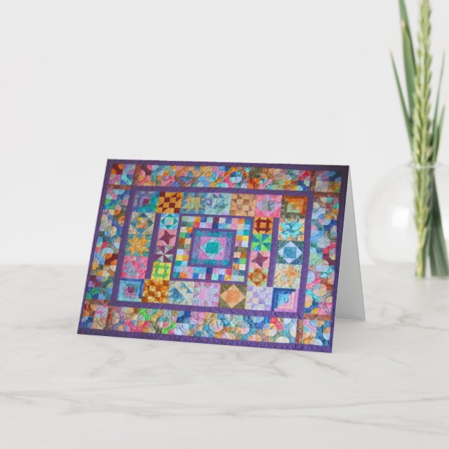 Cartão Greeting Card with Photo of Handmade Quilt (Frente)