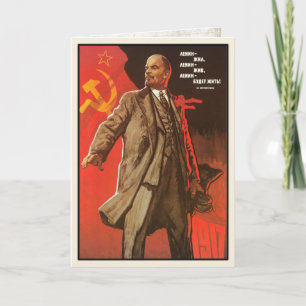 Cartão Greeting Card with Retro Lenin Poster Print