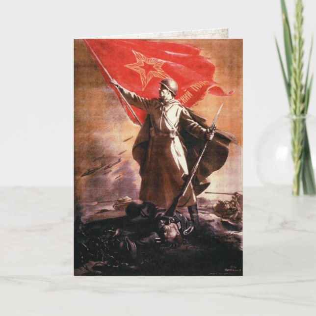 Cartão Greeting Card with Russian WWII Propaganda Print (Frente)