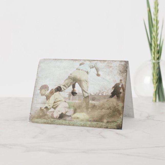 Cartão Greeting Card with Vintage Baseball Print (Frente)