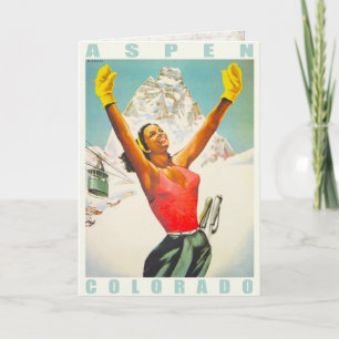 Cartão Greeting Card with Vintage Ski Print from Aspen