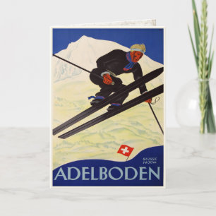 Cartão Greeting Card with Vintage Ski Resort Print