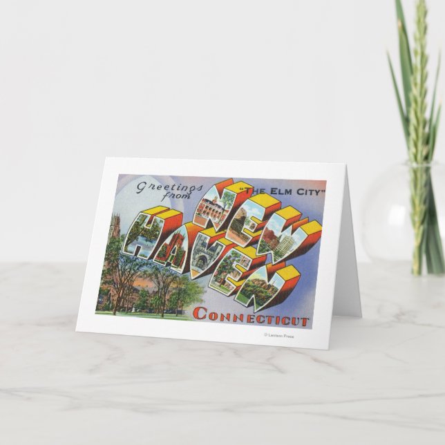 Cartão Greetings From New Haven, CT (Frente)