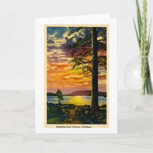 Cartão Greetings from Norway, Michigan - Vintage