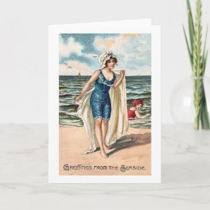 Cartão Greetings from the Sea side - vintage postcard #2