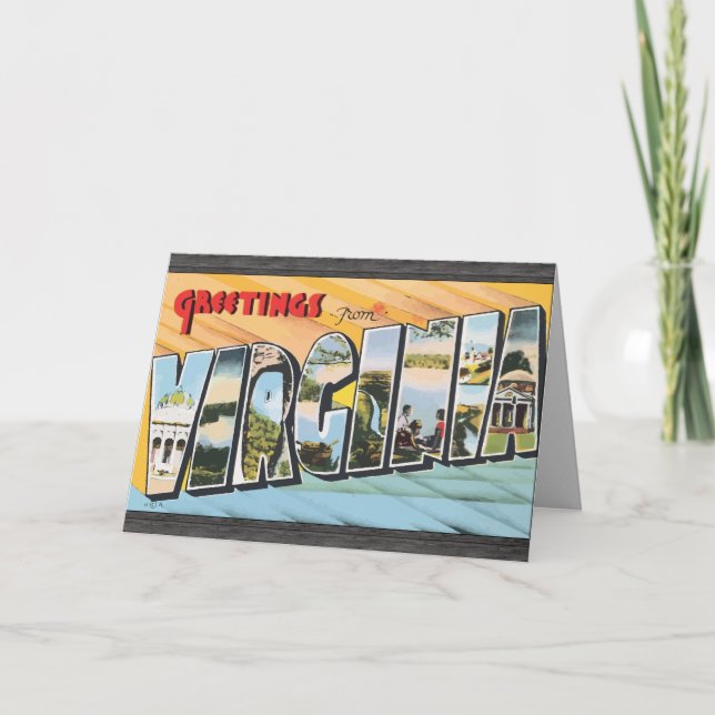 Cartão Greetings From Virginia, Vintage (Frente)